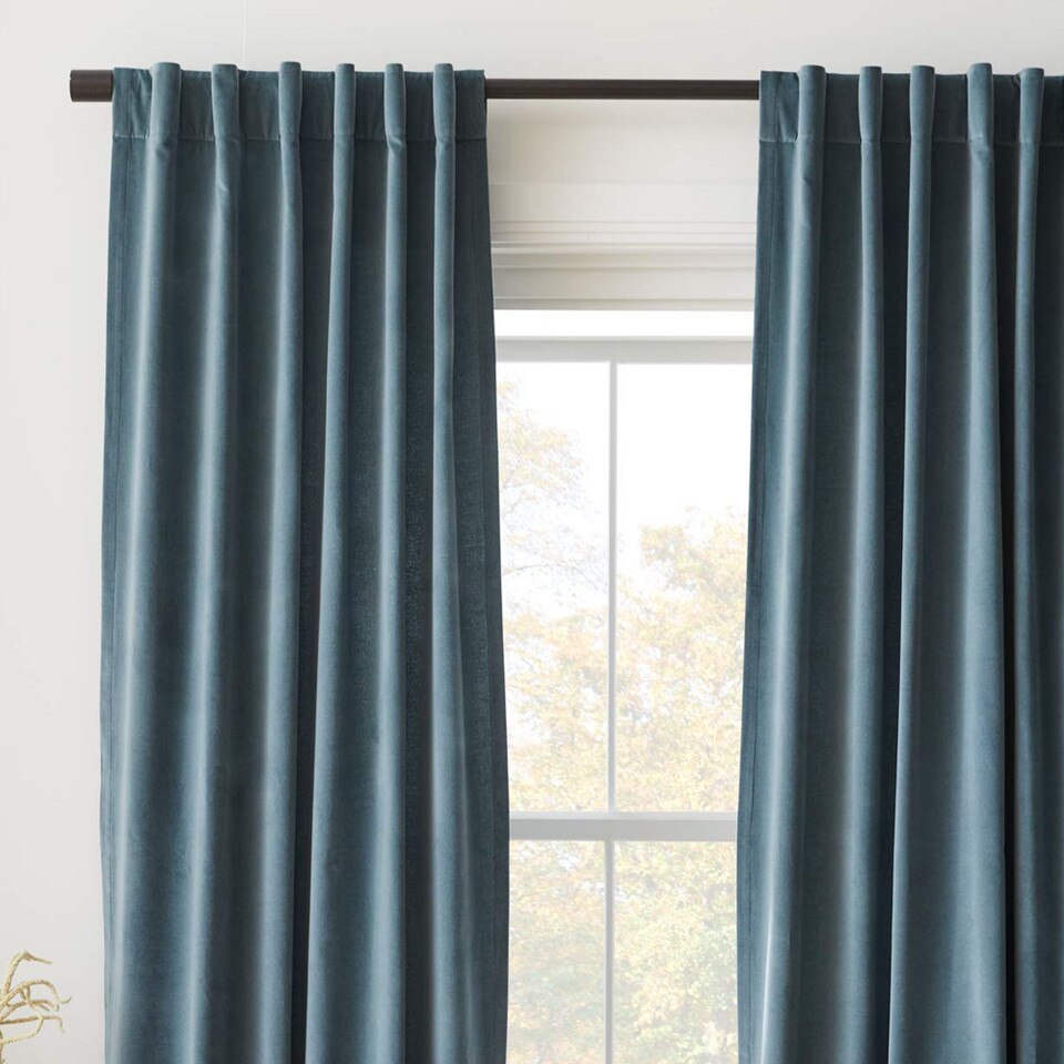 Cotton Velvet Curtain - Frost Grey